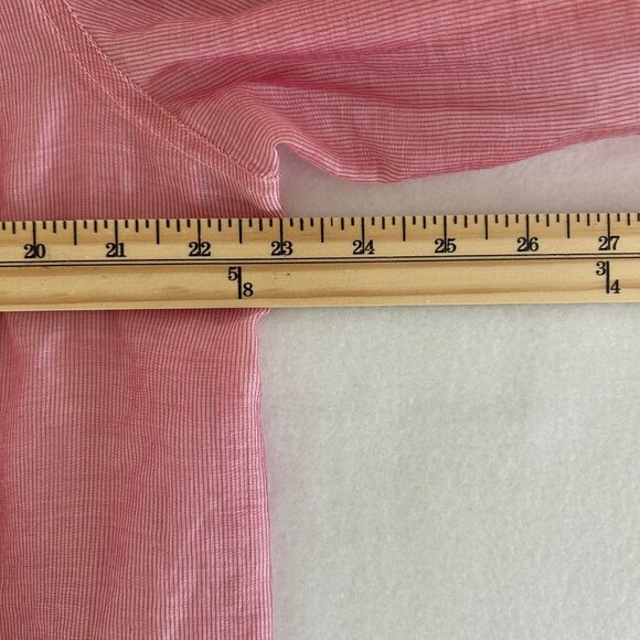 Chico's Top SZ3 Pink Roll Tab Sleeve Button Front Collar Safari Smocked Waist - Picture 8 of 8